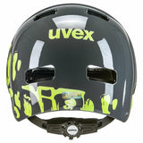 uvex kid 3 - robuster Kinder-Fahrradhelm - harte ABS-Schale - individuelle Größenanpassung mit IAS-System - 10 Belüftungsöffnungen - dirtbike grey-lime - 55-58 cm