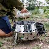 Petromax Atago 4-in-1 Edelstahl Grill, Feuerschale, Ofen & Herd, klappbar, Ø34 cm Grillrost, robust, extrem hitzebeständig, ideal für Camping & Outdoor-Kochen