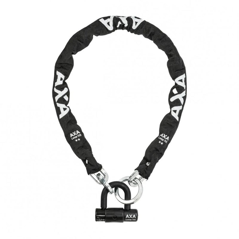 AXA Kettenschloss Loop 110 cm gehärtete Stahlglieder Ø 9,5 mm - Sicherheitsstufe 15 (ART 2-Sterne), inklusive Zylinderabdeckhaube