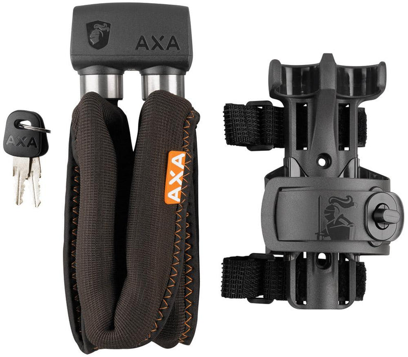 AXA Foldable 800 Faltschloss, 100 cm Länge, 8 mm gehärteter Stahl, Sicherheitsstufe 9, inkl. Halterung, dunkelgrau, ideal für E-Bikes und Citybikes