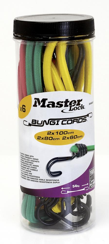 Master Lock Spanngummi Twin Wire 6er-Pack 60 cm - sichere Ladungssicherung