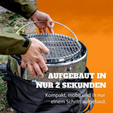 Petromax Atago 4-in-1 Edelstahl Grill, Feuerschale, Ofen & Herd, klappbar, Ø34 cm Grillrost, robust, extrem hitzebeständig, ideal für Camping & Outdoor-Kochen