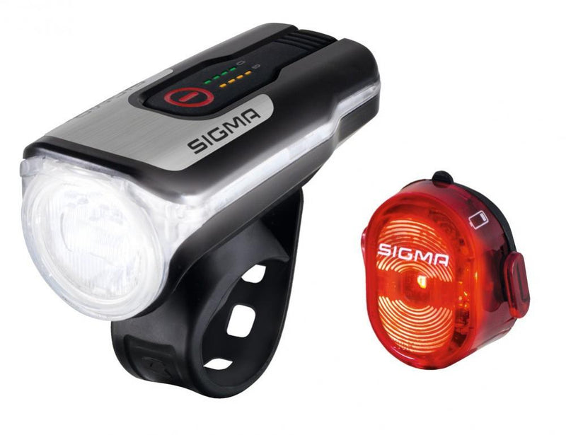 Sigma LED-Akku-Beleuchtungs-Set Aura 80 USB inkl Nugget II StVZO inkl. USB-Ladestecker CLW-0505-USB-BK CELLEVIA POWER