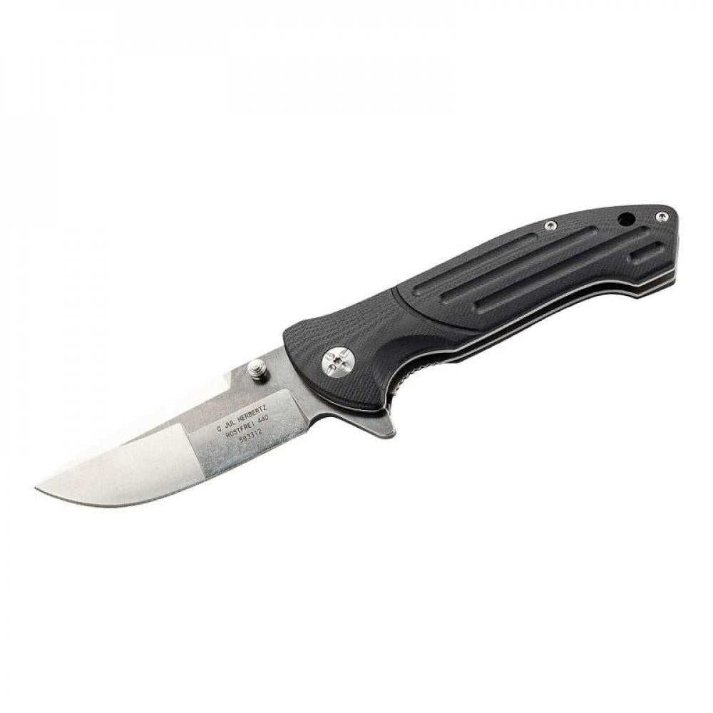 Herbertz Einhandmesser G10-Schalen Schwarz Klinge 8,3 cm - Klappmesser Outdoor L