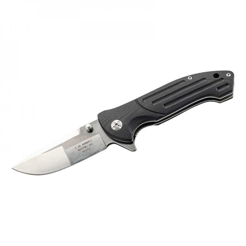 Herbertz Einhandmesser G10-Schalen Schwarz Klinge 8,3 cm - Klappmesser Outdoor L