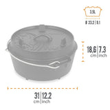 Petromax Feuertopf ft4.5 Gusseisen Dutch Oven 3,5 l mit Füßen für 25 Personen, perfekt für Lagerfeuer, Grill und Backofen, gleichmäßige Hitzeverteilung