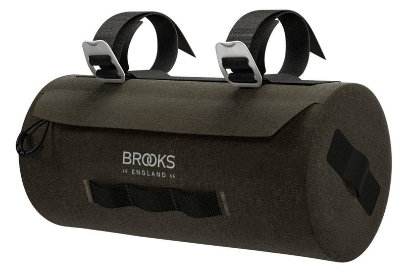 BROOKS Scape Handlebar Pouch Mud Green - wasserdichte Lenkertasche 3 Liter mit Fronttasche & Rollverschluss - ideal für Gravel & Bikepacking