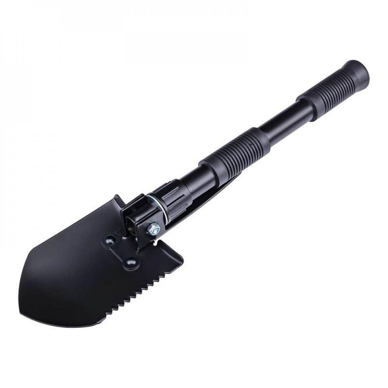 Herbertz Klappspaten Schwarz - Outdoor Werkzeug für Camping & Wandern S