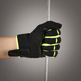 CHIBA Via Ferrata Absolut - Kletterhandschuhe S schwarz/neongelb, Touchfinger, Knöchelschutz, 121 g
