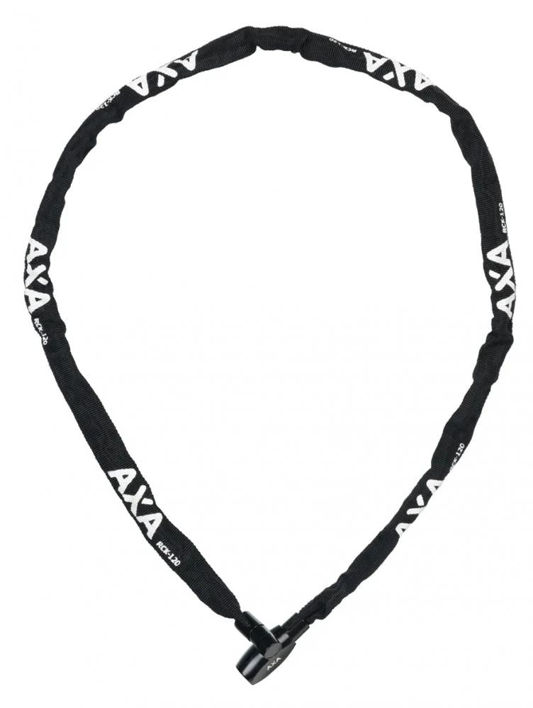 AXA Rigid RCK 120 Kettenschloss, 120 cm lang, 3,5 mm starke Glieder, schwarzer Textilschutz, inkl. 2 Schlüssel, Sicherheitsstufe 3, ideal für kurze Stopps