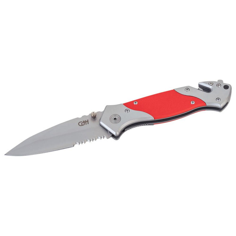 CJH Rettungsmesser, rot, G10 - Rettungsmesser Outdoor 190