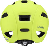 uvex Oyo - Kinder-Fahrradhelm 45-50 cm - leichte Bauweise - Größenanpassung - erweiterbar mit LED - Schutzpolster - neon yellow-moss green matt