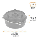 Petromax Feuertopf ft3 ohne Füße, 1,6 l Gusseisen Dutch Oven, planem Boden, Deckel als Pfanne nutzbar, für 1-3 Personen, ideal für Outdoor-Kochen und Backofen