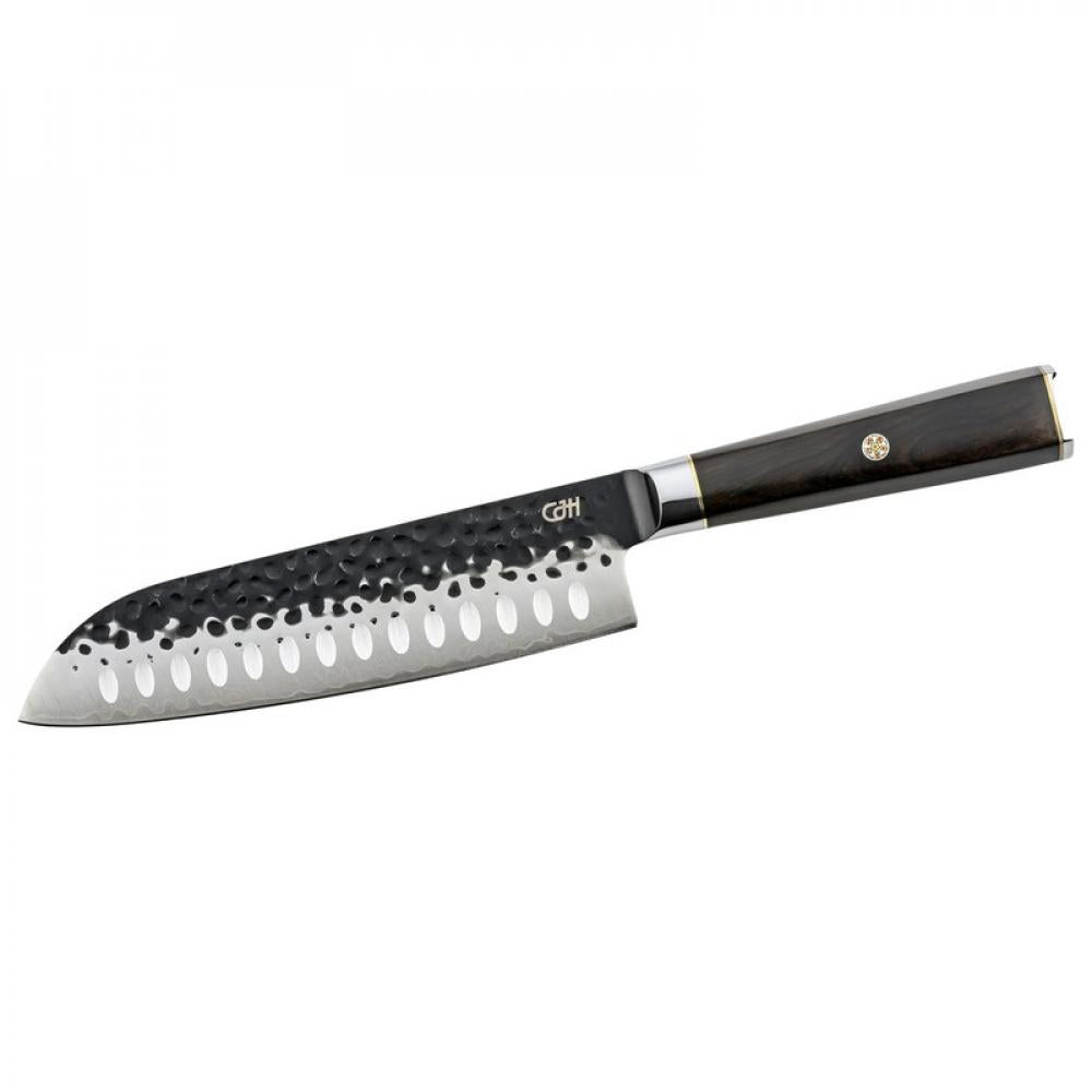 Herbertz CJH Santoku-Messer, 67-Lagen Damast, Ebenholz - Küchenmesser Hobby- & Profiköche 67