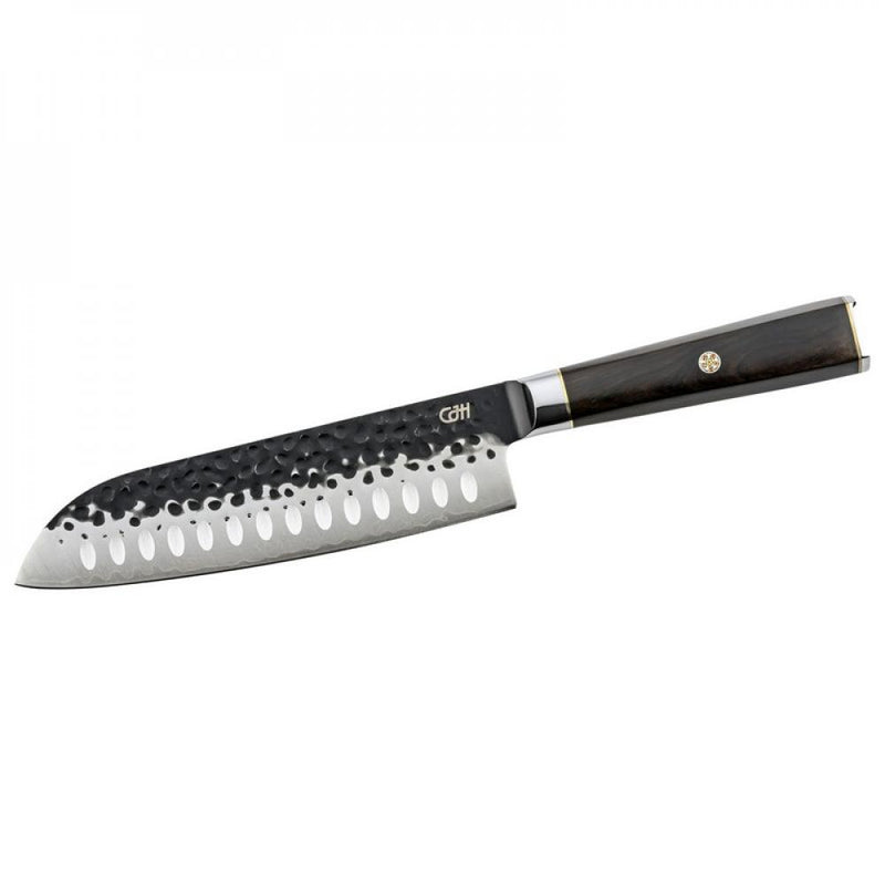 Herbertz CJH Santoku-Messer, 67-Lagen Damast, Ebenholz - Küchenmesser Hobby- & Profiköche 67