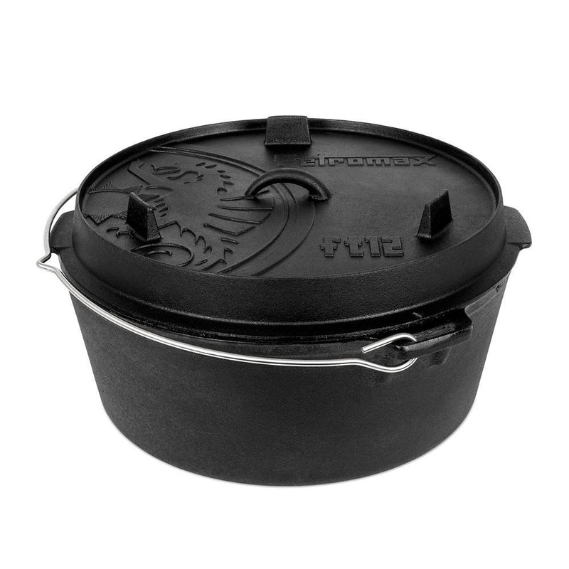 Petromax Feuertopf ft12 ohne Füße, 11,5 l Gusseisen, für 14-20 Personen, Deckel als Pfanne nutzbar, ideal für Outdoor-Kochen, gleichmäßige Hitzeverteilung, perfekt für Feuerstelle, Grill und Backofen
