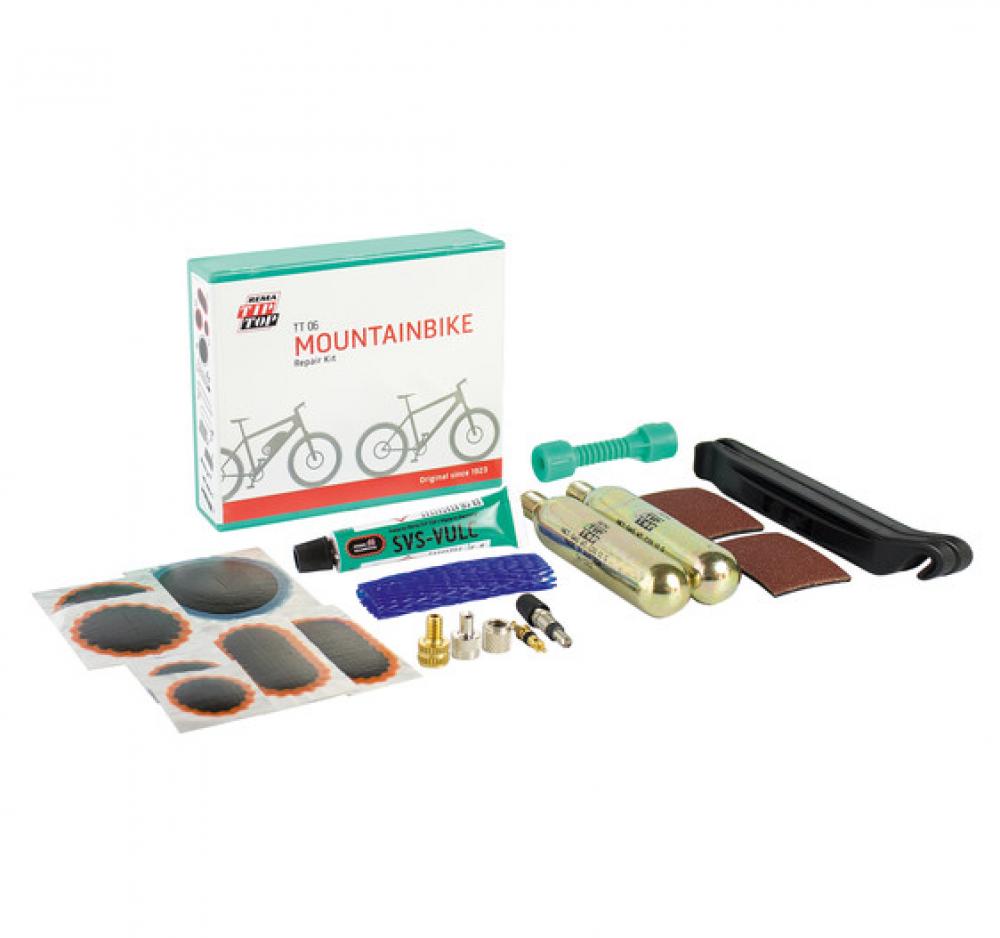 Rema Tip Top Flickzeug TT06 SB-Verpackung  Praktisches Reparaturset für Fahrradreifen, inkl. Vulkanisierflüssigkeit, Flicken und Schleifpapier