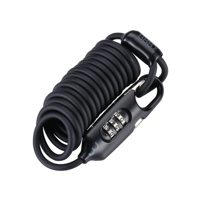 BBB Cycling Schloss CoilSafe 4,8mm x 1800mm schwarz - kompaktes Fahrradspiralkabelschloss
