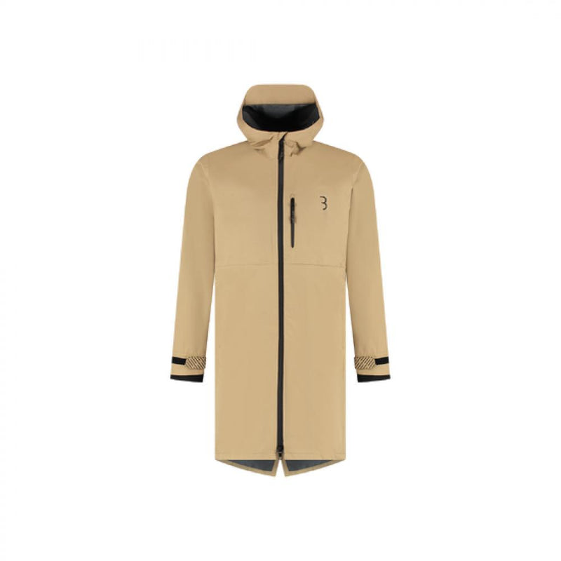 BBB Regenjacke Rainshield Parka L camel - wasserdicht atmungsaktiv, Kapuze, verlängerter Rücken, reflektierende Details, leicht verstaubar für Radtouren