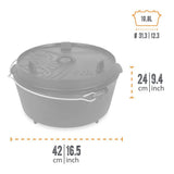 Petromax Feuertopf FT12 mit Füßen, 10,8 l Gusseisen, für 14-20 Personen, Deckel als Pfanne nutzbar, ideal zum Kochen und Backen im Freien
