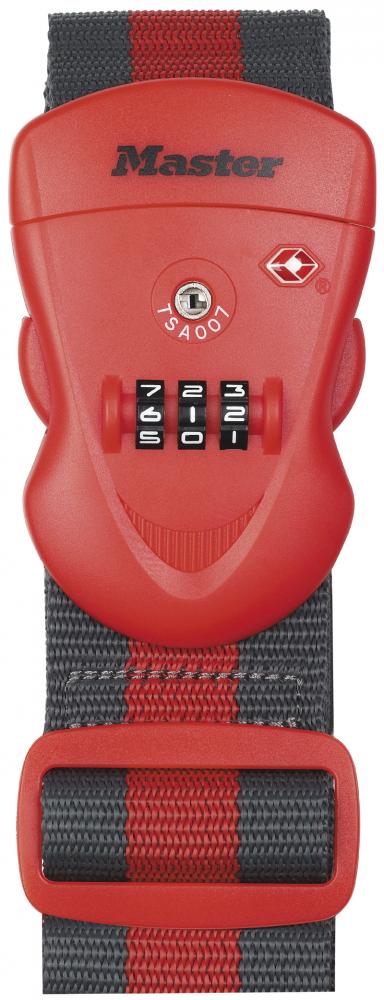 Master Lock Gepäckgurt mit Zahlenschloss Rot 950 - sicherer Kofferschutz mit TSA-Zulassung