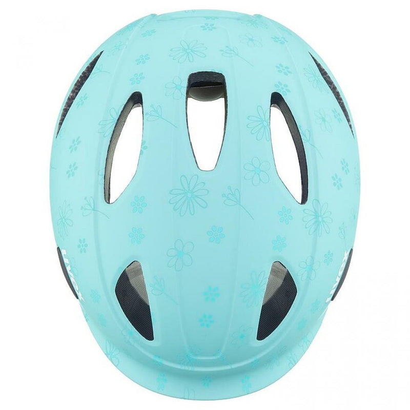 uvex oyo style - Kinderfahrradhelm 50-54 cm - flowers cyan matt - leicht, belüftet, anpassbar, erweiterbar mit LED-Licht, hoher Schutz & Komfort